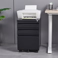 thumbnail image 2 of SYNGAR 3 Drawer File Cabinet with Lock, Mobile Printer Stand with 5 Wheels, Under Desk Metal Filing Cabinet fits A4 File/Letter/Legal for Home Office, Fully Assembled, Black, D8948, 2 of 11