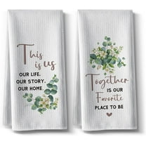 Funny Kitchen Towels,Together Spring Summer Seasonal Dishcloth,18x26Inch,Tea Towel for Home Decor,Absorbent Clean Bathroom Hand Towels,Gifts for Hostess Housewarming Wedding,Set of 2(Green)