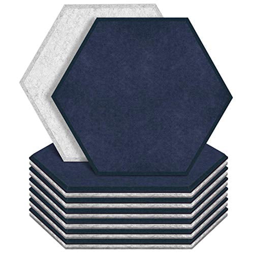 Acoustic Treatment for Studio ZHERMAO 12 Pack Hexagon Acoustic Panels Beveled Edge Sound Proof Foam Panels 14X13X 0.4 High Density Sound Proofing Padding for Wall Home and Office Dark Blue