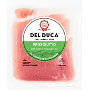 Del Duca, Dry Cured Prosciutto, Sliced Pork Deli Charcuterie Meat, 6 oz Plastic Tray, Serving Size 1 oz, 9 Grams of Protein per Serving