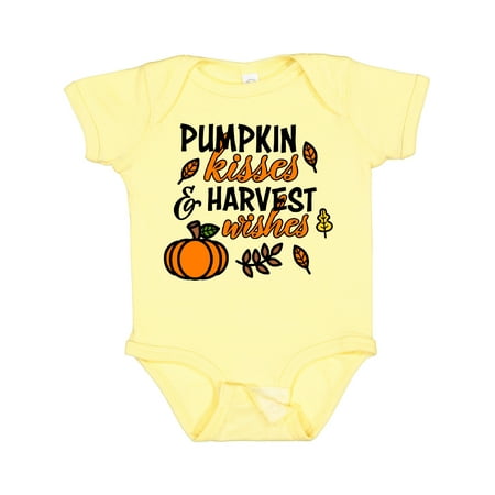 

Inktastic Pumpkin Kisses & Harvest Wishes with Pumpkin and Fall Leaves Gift Baby Boy or Baby Girl Bodysuit