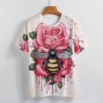 thumbnail image 4 of Bee And Flowers T-Shirt O Neck Oversize T-Shirts Short Sleeve Classic Tees Women Summer Graphic Tops, 4 of 5