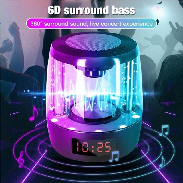 ziyahi Portable Bluetooth Speaker Wireless Stereo Speaker with Colorful LED Light and Clock TF Card Slot