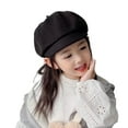 thumbnail image 2 of Children Beret Short Brim Vintage Solid Color Newsboy Cap Warm Autumn Winter Cap Girls Octagonal Cap Daily Outdoor Activities Headwear, 2 of 8