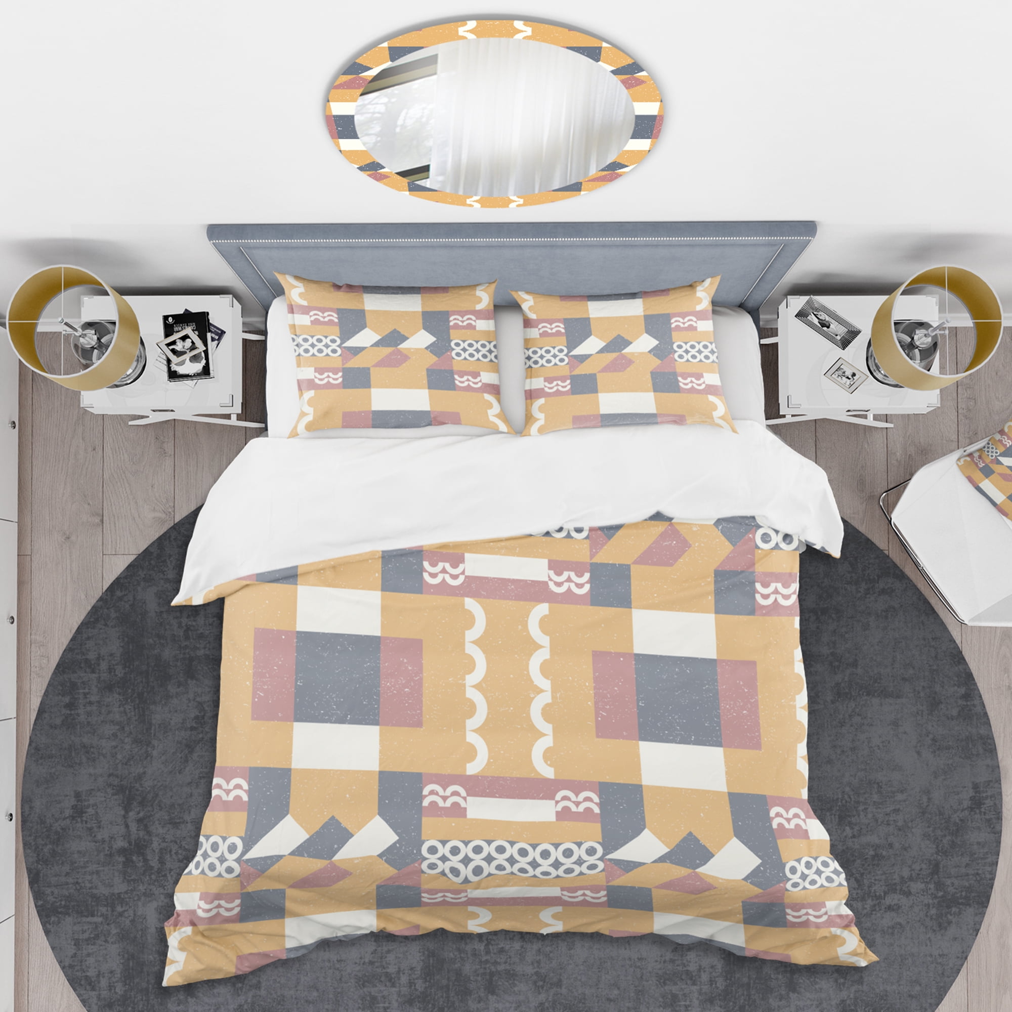 Designart 'Retro Geometric Design VI' Mid-Century Modern Duvet Cover Set