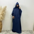 thumbnail image 5 of Qulqfy Maxi Womens Dress Blue Kimono Sleeve Abaya Kaftan Hooded Casual Flowy Muslim Dresses Winter Dresses for Women 2025 M, 5 of 6