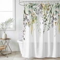 thumbnail image 6 of Eucalyptus Leaves Shower Curtain Set - Long 72" x 84" Washable Bathtub Curtain with 12 Hooks, Summer Botanical Green Watercolor Waterproof Fabric Stall Shower Curtains for Bathroom/Bathtub Décor, 6 of 6
