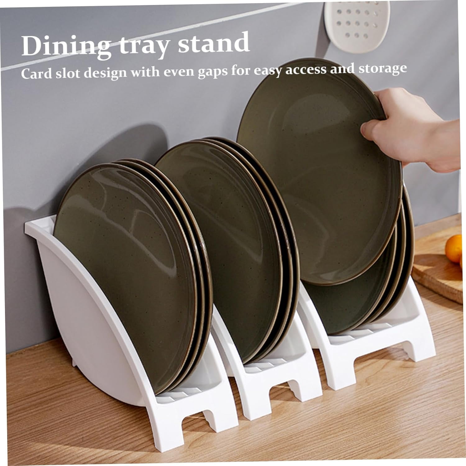 Organisateur D'Étagère à Assiettes 2 Pcs 12 * 14Cm Support De Rangement Vertical Pour Vaisselle Pour Cuisine Comptoir Placard Camping-Car (Blanc