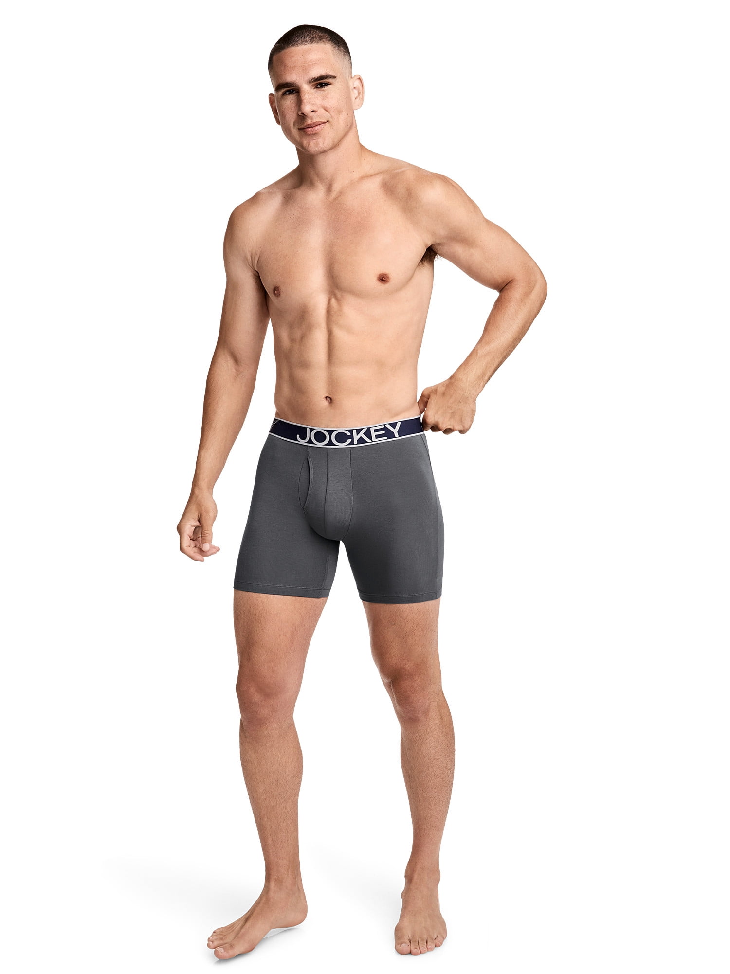 Jockey Essentials Men's Cotton Stretch 6" Boxer Brief - 3 Pack