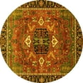 thumbnail image 1 of Ahgly Company Machine Washable Indoor Round Persian Yellow Traditional Area Rugs, 7' Round, 1 of 4