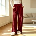 thumbnail image 2 of LIaqionyy Womens Ribbed Pants Wide Leg Lounge Pajama Drawstring Elastic Waist Casual Loose Trousers with Pockets, 2 of 8