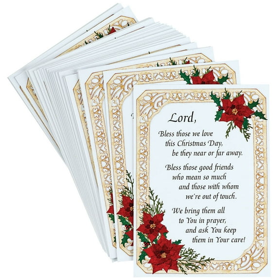 Poinsettia Collage Prayer Cards, Set of 40