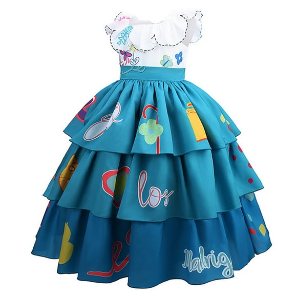 HAWEE Encanto Mirabel Costume Dress for Girls Birthday Halloween Party with Full Accessories