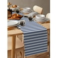 thumbnail image 6 of Navy Blue Striped Table Runner 72 Inches, Farmhouse Striped Geometric Art Bed Runner Dresser Scarves Tabletop for Indoor Outdoor Parties/Ceremony/Banquet, 18" x 72", 6 of 8