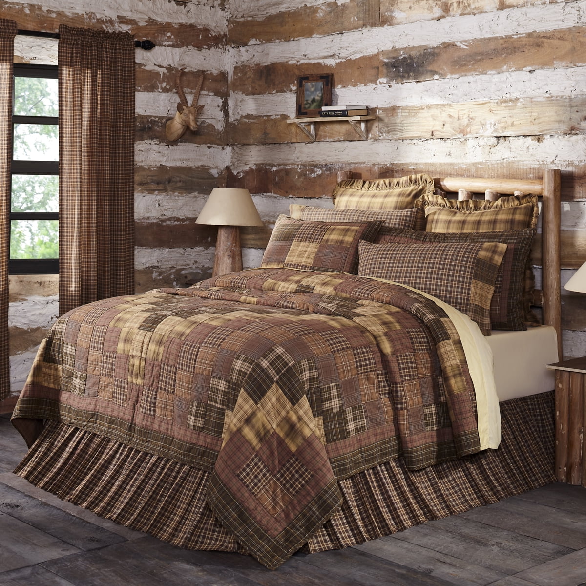 Russet Brown Rustic Bedding Plainfield Cotton PreWashed Patchwork