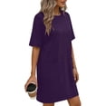 thumbnail image 3 of QSAWXQZ Women Plus T Shirt Dress Pockets Short Sleeve Crew Neck Loose Mini Dress for Summer 3XL, 3 of 6
