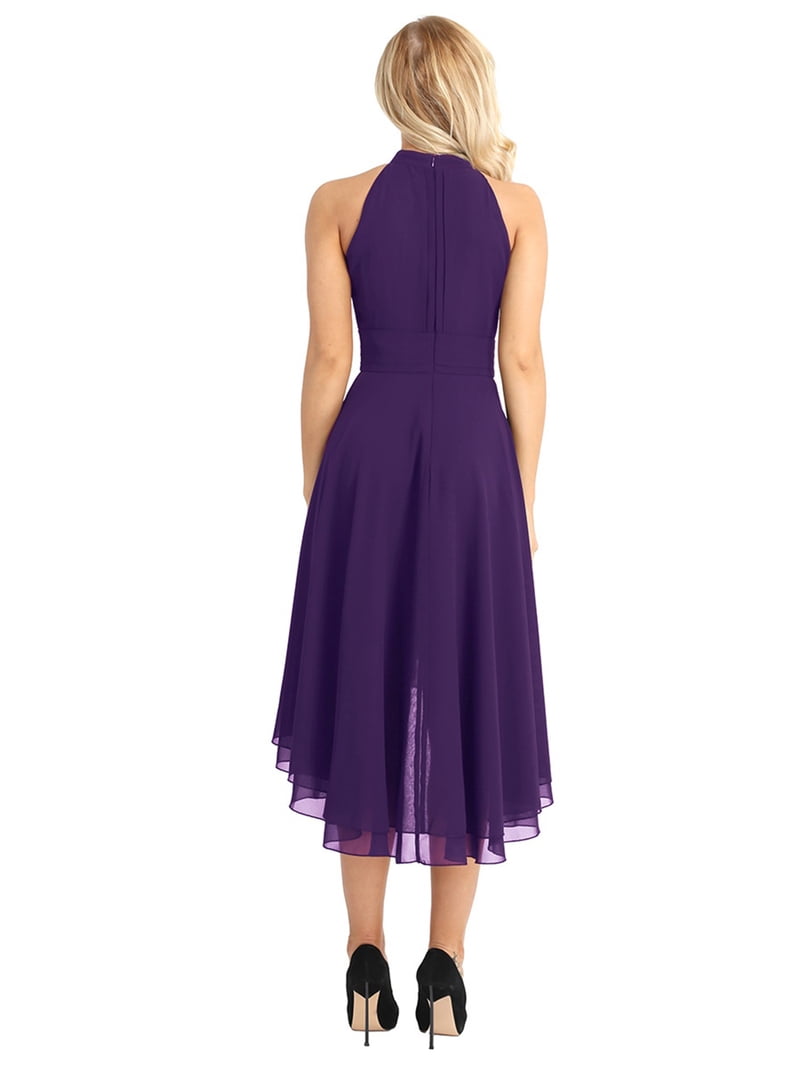 YiZYiF Womens Halter Neck High Low Bridesmaid Dress Chiffon Cocktail Party Flare Dress Purple 10 - Walmart.com YiZYiF Womens Halter Neck High Low Bridesmaid Dress Chiffon Cocktail Party Flare Dress Purple 10 - Walmart.com