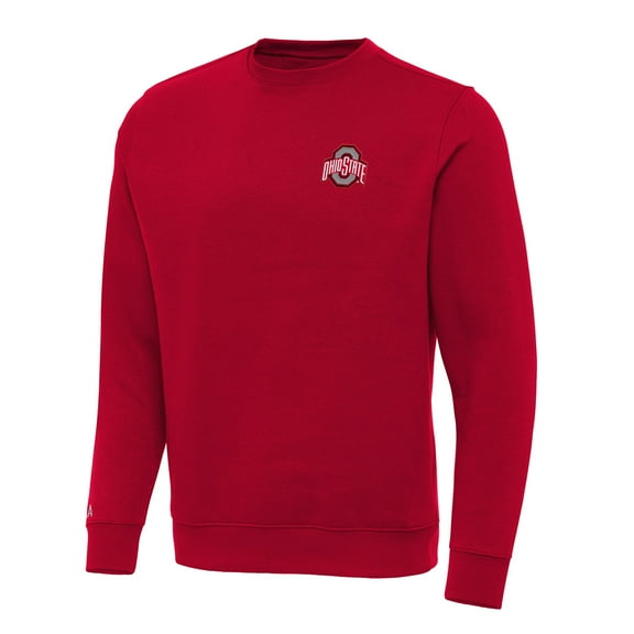 Men's Antigua Red Ohio State Buckeyes Big & Tall Victory Crewneck Pullover Sweatshirt