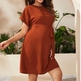 thumbnail image 5 of Fnooota Summer Dresses for Maternity, Casual Crew Neck Mid-length Short Sleeve Pregnancy Holiday Dresses Red Size S-2XL, 5 of 5