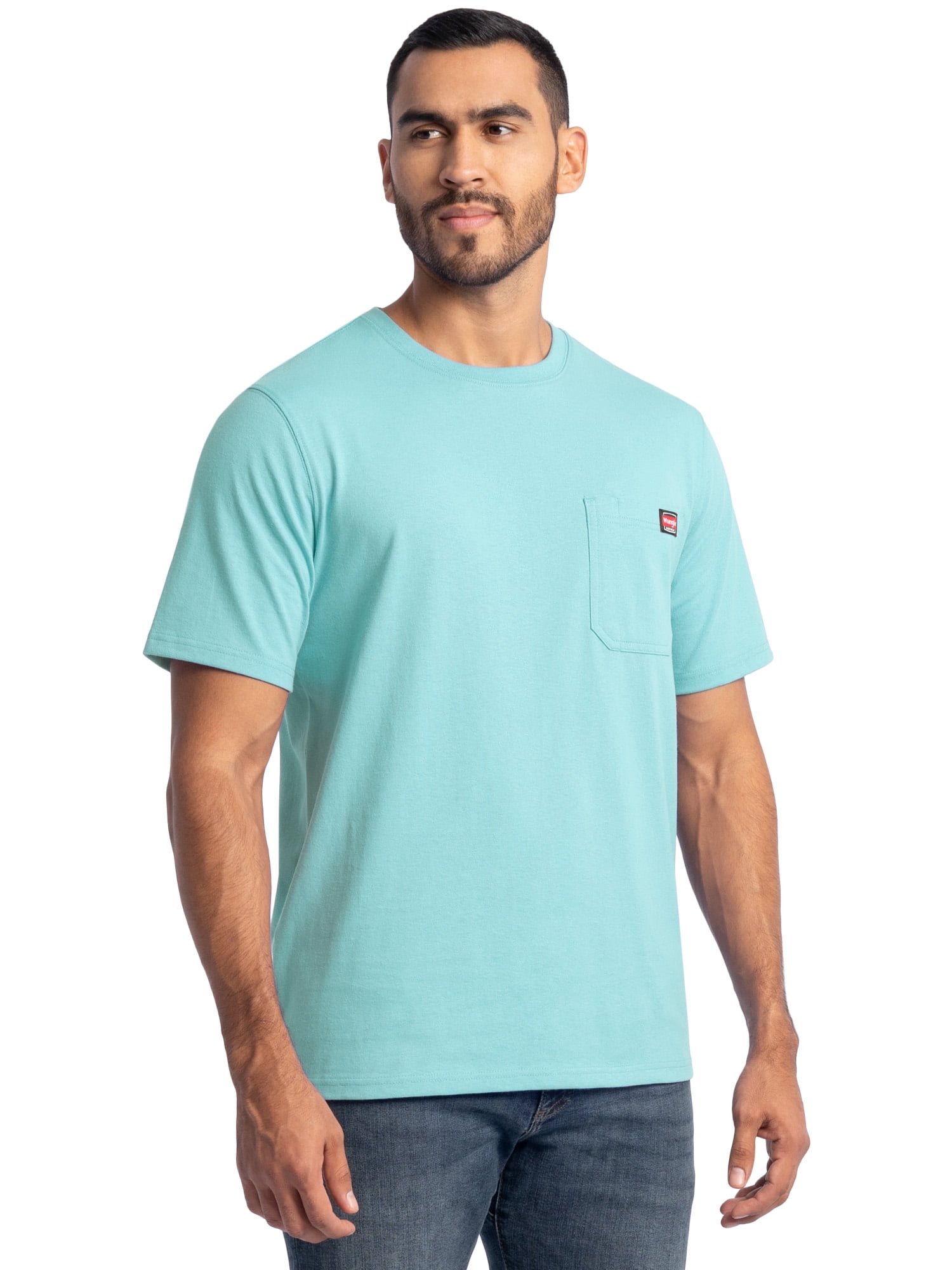 Wrangler Workwear Men's Short Sleeve Heavyweight Pocket Crew Work Shirt, size S-2XLT