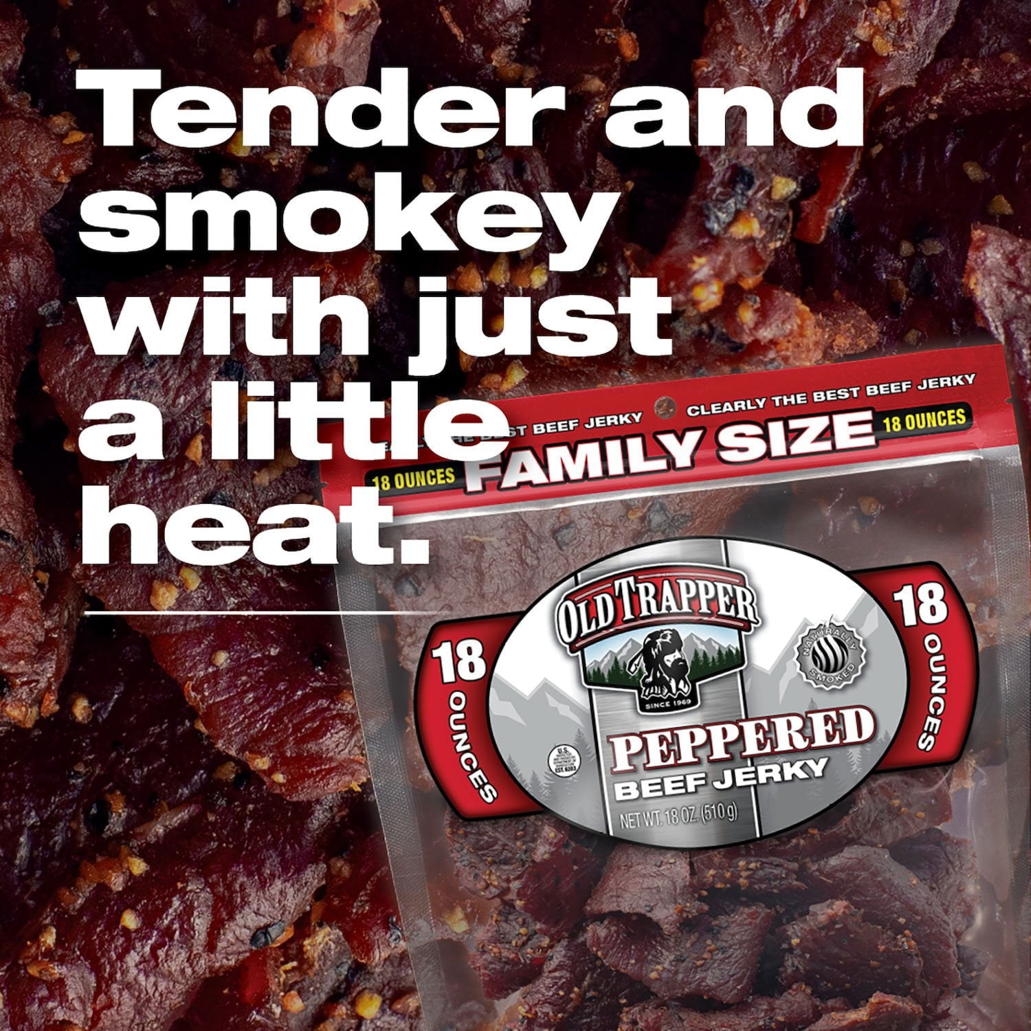 Old Trapper Peppered Beef Jerky, 3 Pack, 18 oz with bowl by OMA