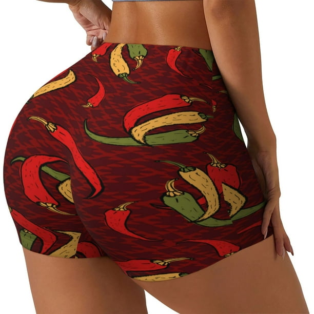 Fotbe Hot Chili Shorts Sin Costuras – Shorts Deportivos de Cintura Alta para Mujer, Elásticos para Gimnasio, Yoga, Running o Ciclismo-Large
