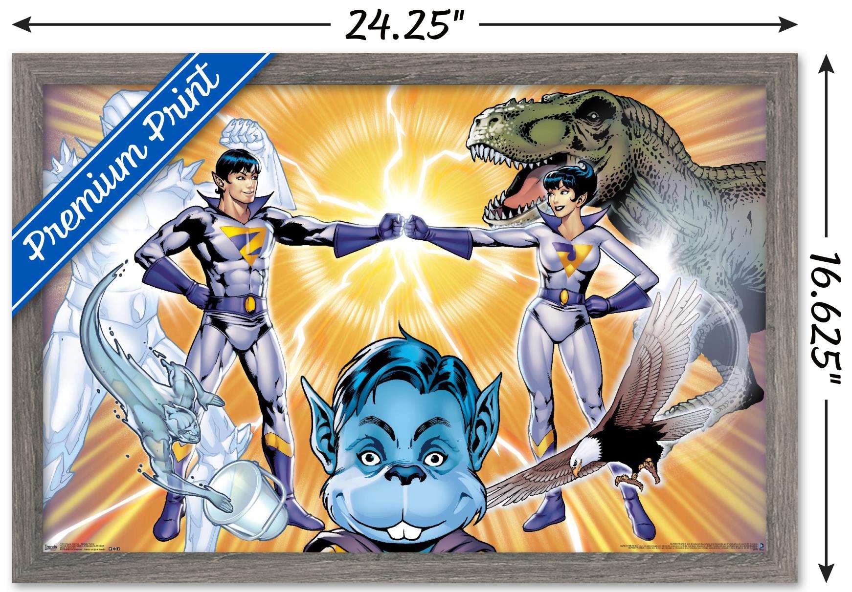 DC Comics TV - Super Friends - Wonder Twins Wall Poster, 14.725" x 22.375", Framed