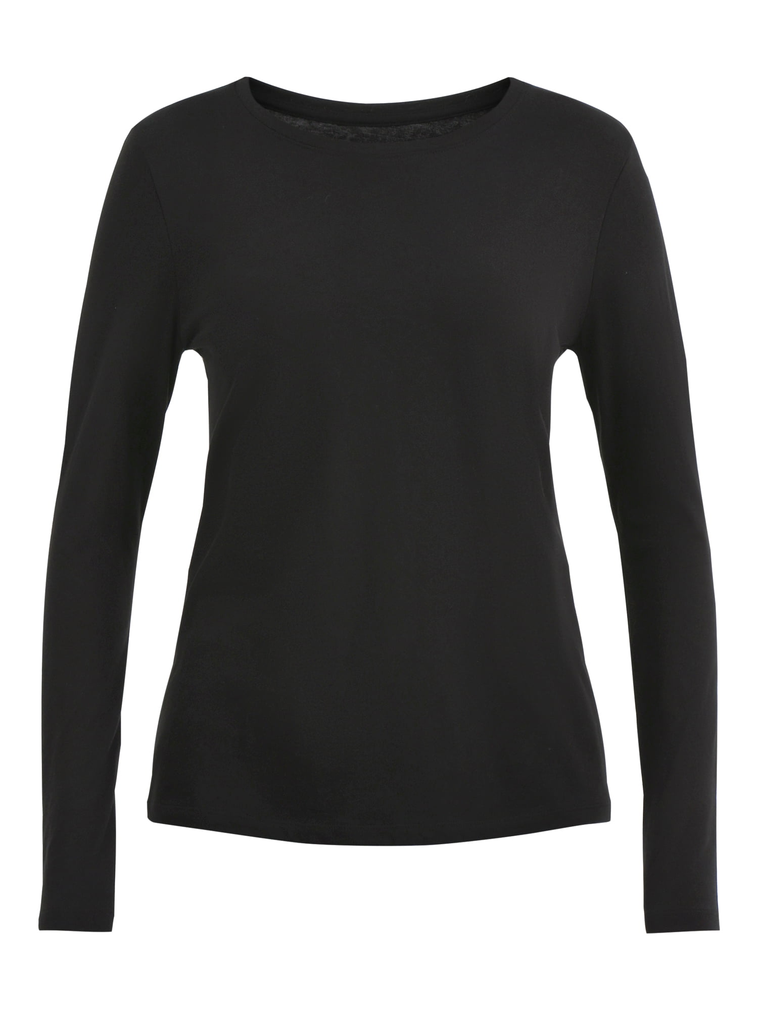 Time and Tru Women's Cotton Crewneck Tee with Long Sleeves, 2-Pack, Sizes XS-XXXL