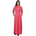 thumbnail image 1 of Bimba Robe Jilbab à Manches Longues pour Femmes avec Col Mandarin et Poches, 1 of 7
