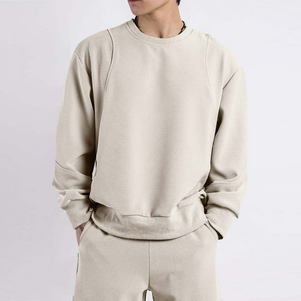 pstuiky camisa de manga larga para hombre, Camiseta deportiva informal de manga larga con cuello redondo y color liso para hombre, ideal para uso en interiores y exteriores. top de hombre xxxl