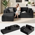 thumbnail image 2 of Sectional Sofa, Asofer 105" L-Shape Modular Couch With Corduroy Fabric for Living Room, Free Assembly, Black (Left Facing Chaise), 2 of 11