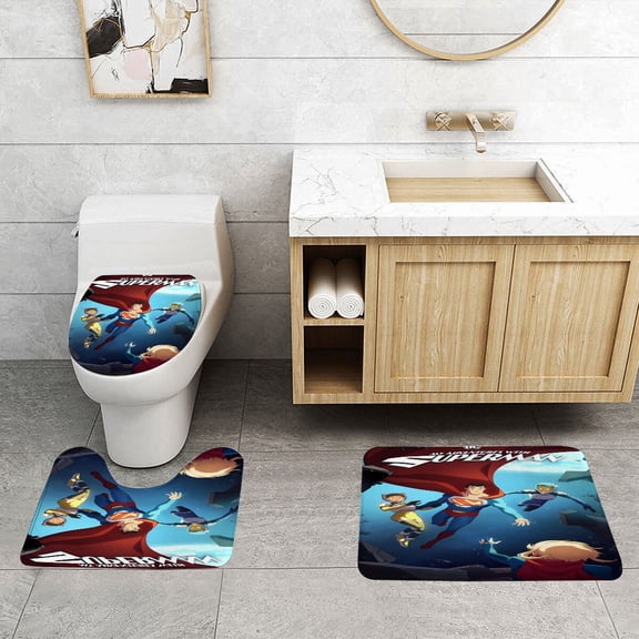My Adventures with Superman floor mat and toilet set is durable,and adds a nostalgic touch to your bathroom.