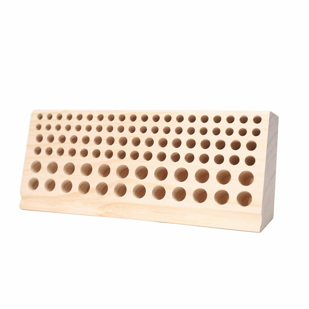 PEAKORA98 Holes Leather DIY Craft Wood Tool Rack Wooden Stamp Storage Holder Organizer