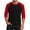 Red, variant on Gaukiv Men's Three Quarter Sleeve Shirts Raglan Crew Neck Tees Solid Color Body with Contrast Sleeves Baseball Shirts Black M