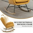 thumbnail image 6 of Aibecy Modern Upholstered Rocking Chair with High Backrest, Wooden Base, and Armrests, Brown, 6 of 7