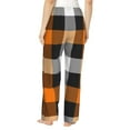 thumbnail image 3 of Sigee Orange Plaid Print Women's Soft Pajama Pants - Breathable and Comfortable Lounge Sleep Bottoms with Elastic Waistband and Pockets-XX-Large, 3 of 9