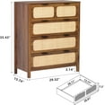 thumbnail image 2 of LEVNARY 4 Drawer Dresser Set of 2, Rattan Dressers Storage Cane Cabinet, Wooden Chest of Drawers Dresser for Bedroom, Entryway, Living Room (2, Walnut), 2 of 10