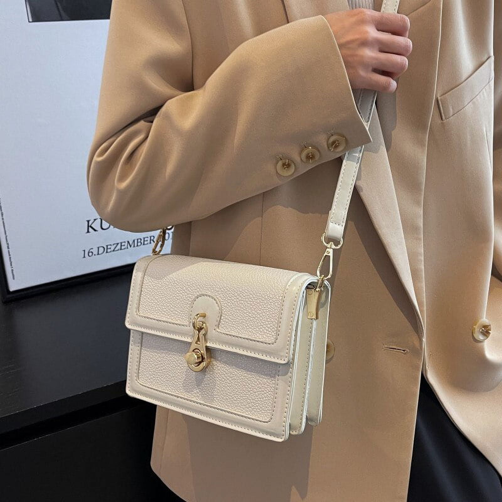 CoCopeaunts Metal Lock Shoulder Bags for Women Luxury Pu Leather Crossbody  Bag Small Flap Messenger Bag Ladys Casual Brand Designer Handbags