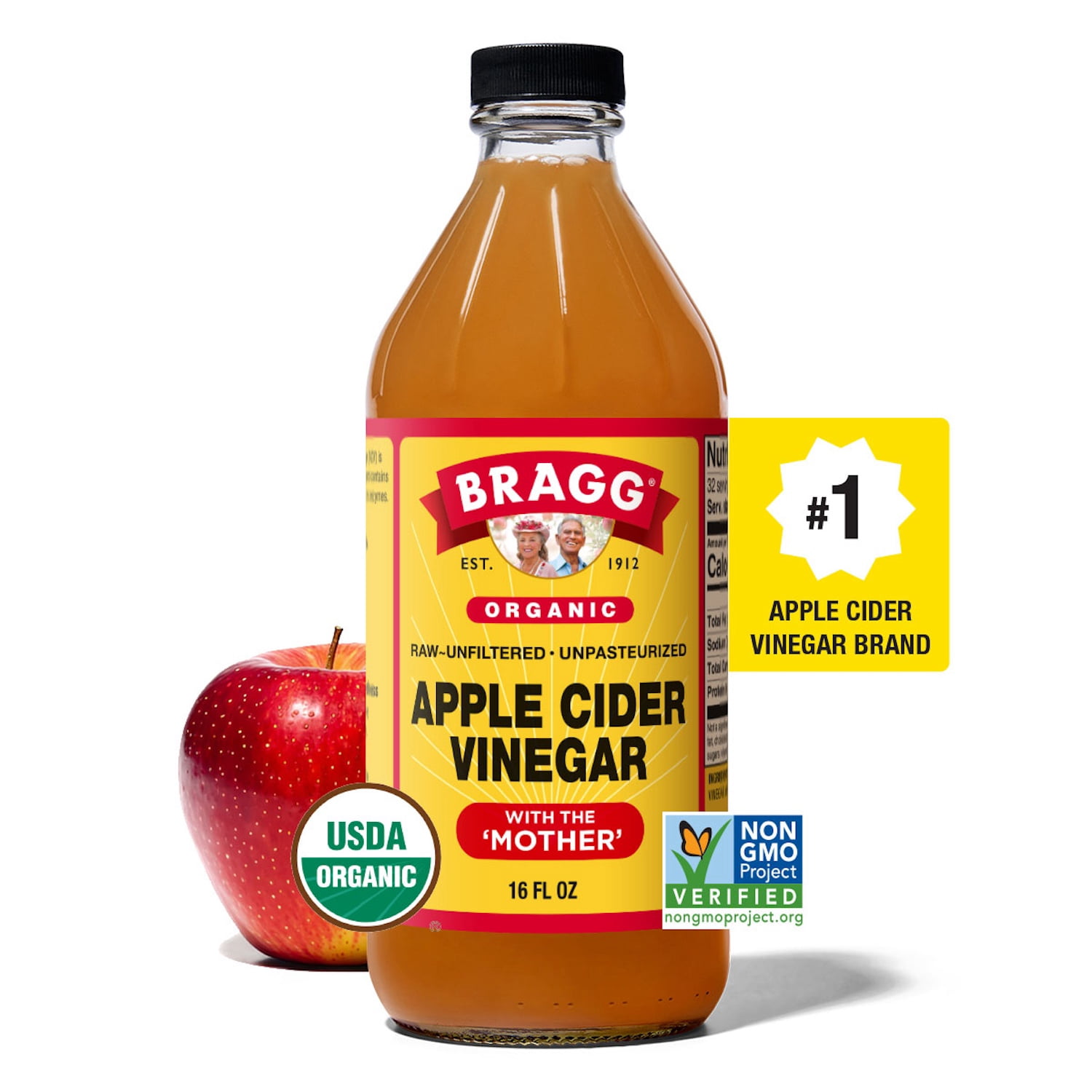 Bragg Organic Apple Cider Vinegar with the Mother, Raw and Unfiltered, 16 fl oz