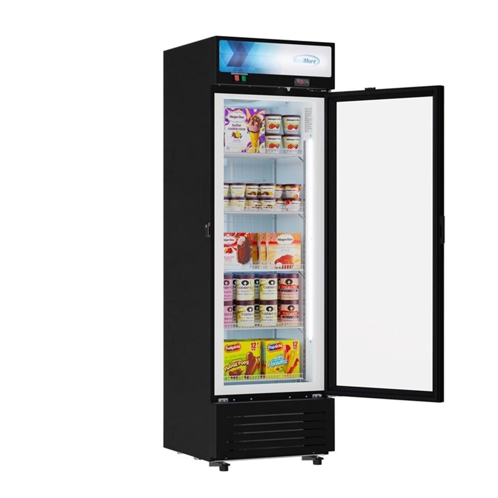 Pemberly Row 24" One Glass Door Merchandiser Freezer 12 cu. ft. in Black