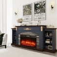 thumbnail image 2 of BOSHIRO 80" Blue Electric Fireplace with Mantel, TV Stand Fits 90" TVs, 30" Insert Heater, 2 of 7