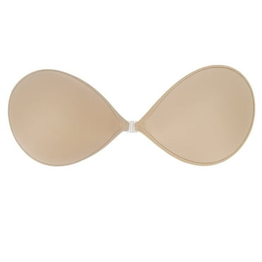 Rawiri Strapless Adhesive Bra Backless Push Up One Piece 3/4 Cup Deep V Seamless Silicone Bra for Wedding Dress B