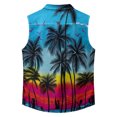 thumbnail image 6 of longantii Mens Shirts Hawaiian Style Vintage Button Down Shirts Lightweight Sleeveless Tops with Chest Pockets Summer Floral Print Summer Shirt for Vacation Dark Blue L, 6 of 7
