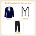 thumbnail image 4 of ETHAN 3 Pieces Boys Velvet Suit Jacket Pants Set for Wedding Prom Party Tuxedo with Kids Suspenders Blue 18 Years, 4 of 8