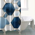 thumbnail image 4 of Blue White Gold Hexagon Marble Pattern Shower Curtain 72"x84" ,Bathroom Decorative Shower Curtains Set with 12 Hooks,Modern Waterproof Washable Shower Curtain, 4 of 6