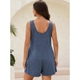 thumbnail image 4 of SWQZVT Rompers for Women Summer Clothes Sleeveless Jumpsuits Crew Neck Trendy Tank Shorts with Pockets Outfit Set Blue L, 4 of 6