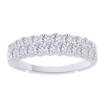 AFFY White Natural Diamond Anniversary Band Ring In 14k White Gold (1 Cttw)