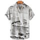 thumbnail image 3 of Camisa retro de manga corta para hombre, periódicos antiguos impresos en 3D, diseño de botones informal y moderno para ropa de calle y hogar, 3 of 5
