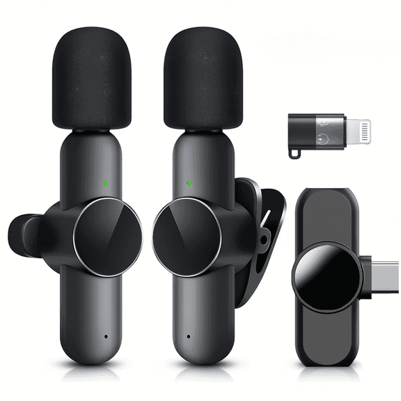 Dual Wireless Lavalier Microphone for iPhone Android, Type-c Clip-on Mini Lavalier Microphone with Clip for Vlog, YouTube, Online Courses
