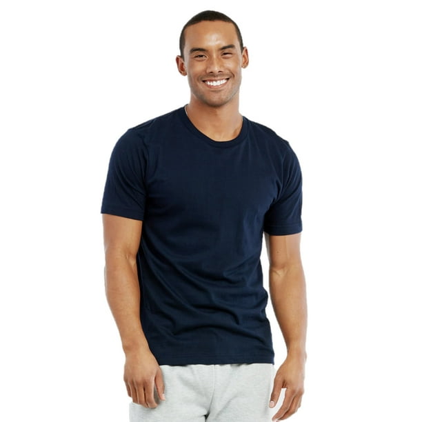 Soft 100% Cotton Weight Crew Neck Short Sleeve T-Shirt, Navy L, Count, 1 Pack - Walmart.com